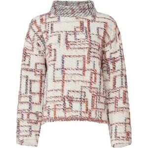 Hunter Bell New York Rory Sweater Multicolor Bouclé Geometric Pattern With High